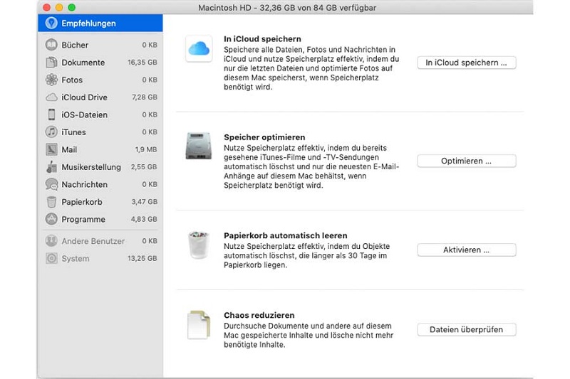So können Sie Macbook Speicher verwalten