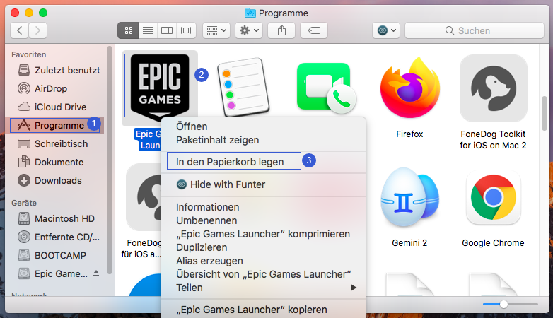 Epic Games Launcher deinstallieren mac