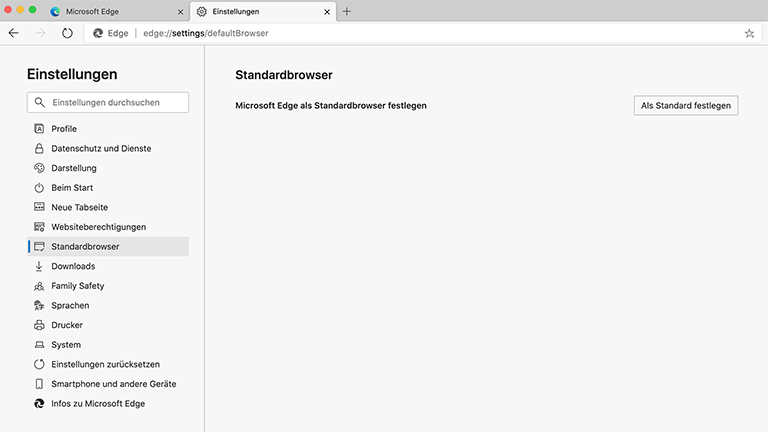 Microsoft Edge auf dem Mac als Standardbrowser einstellen