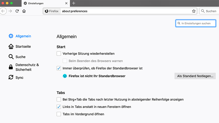 Firefox auf dem Mac als Standardbrowser festlegen