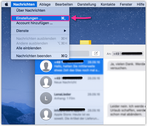 Einstellungen von Nachrichten auf dem Mac