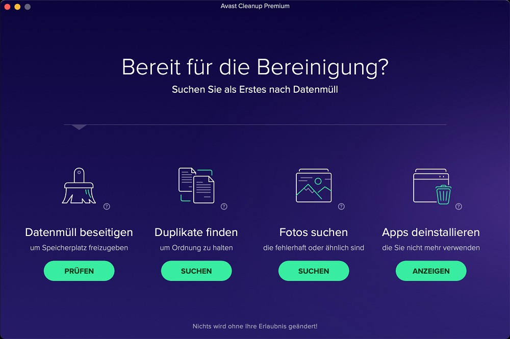 Reinigungsfunktionen von Avast Cleanup Premium