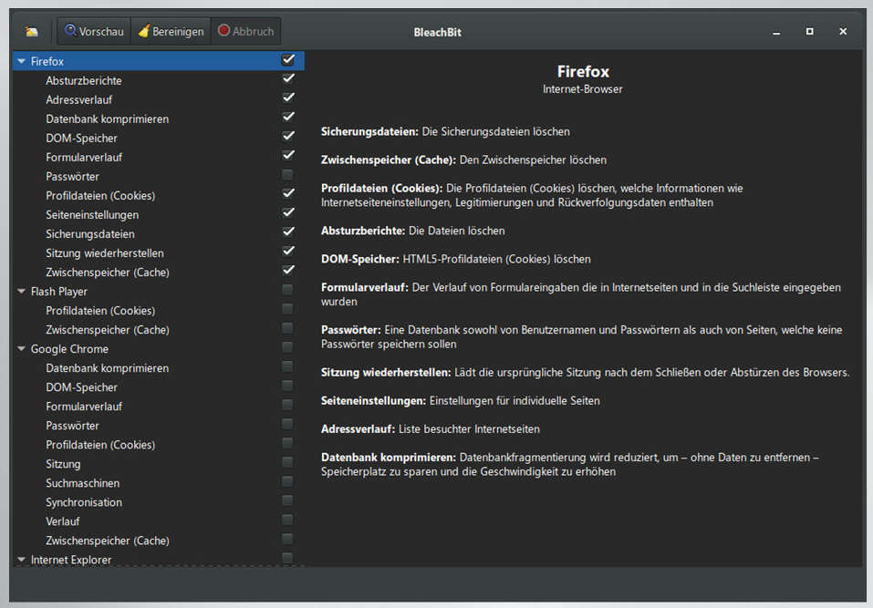 BleachBit als Alternative zu CCleaner