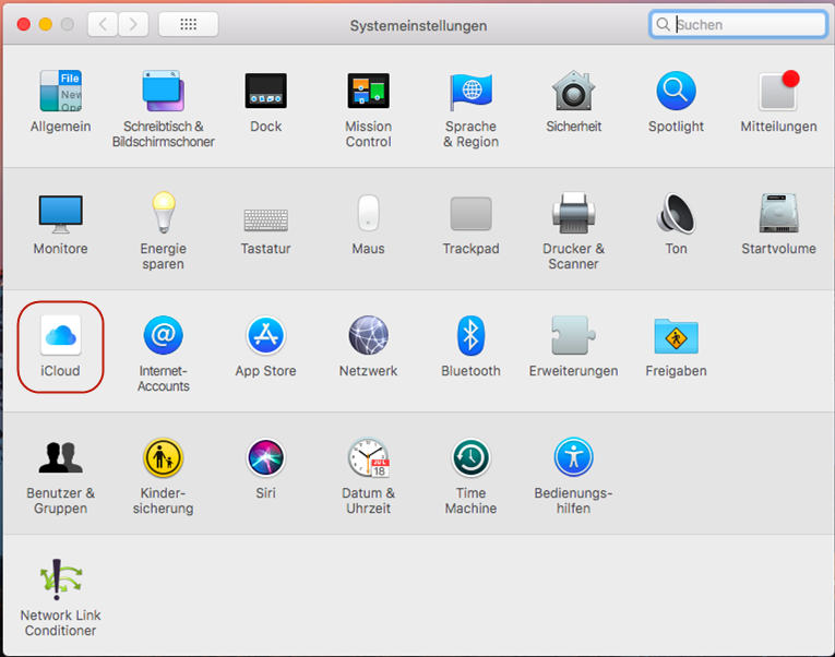 Suchen Sie nach iCloud