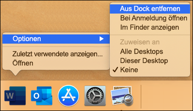 So deinstallieren Sie Microsoft Office aus dem Dock und Neustarten auf dem Mac