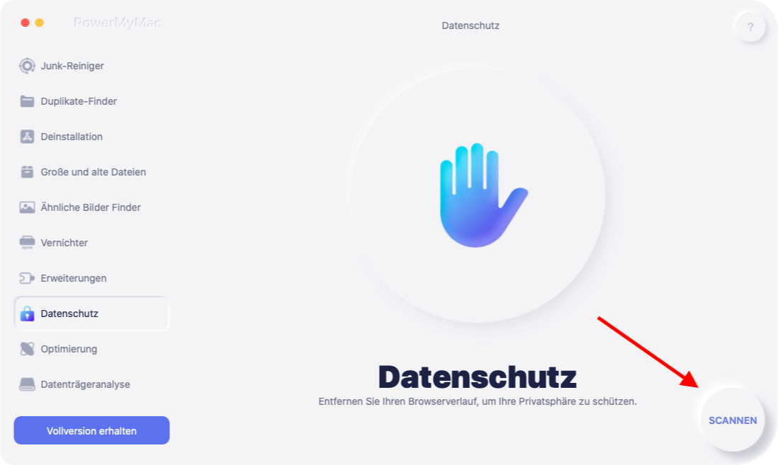 Klicken Sie auf die Schaltfläche Scannen