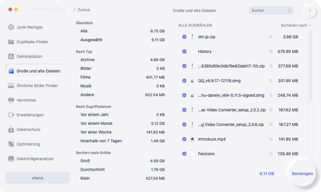 große und alte dateien suchen mac