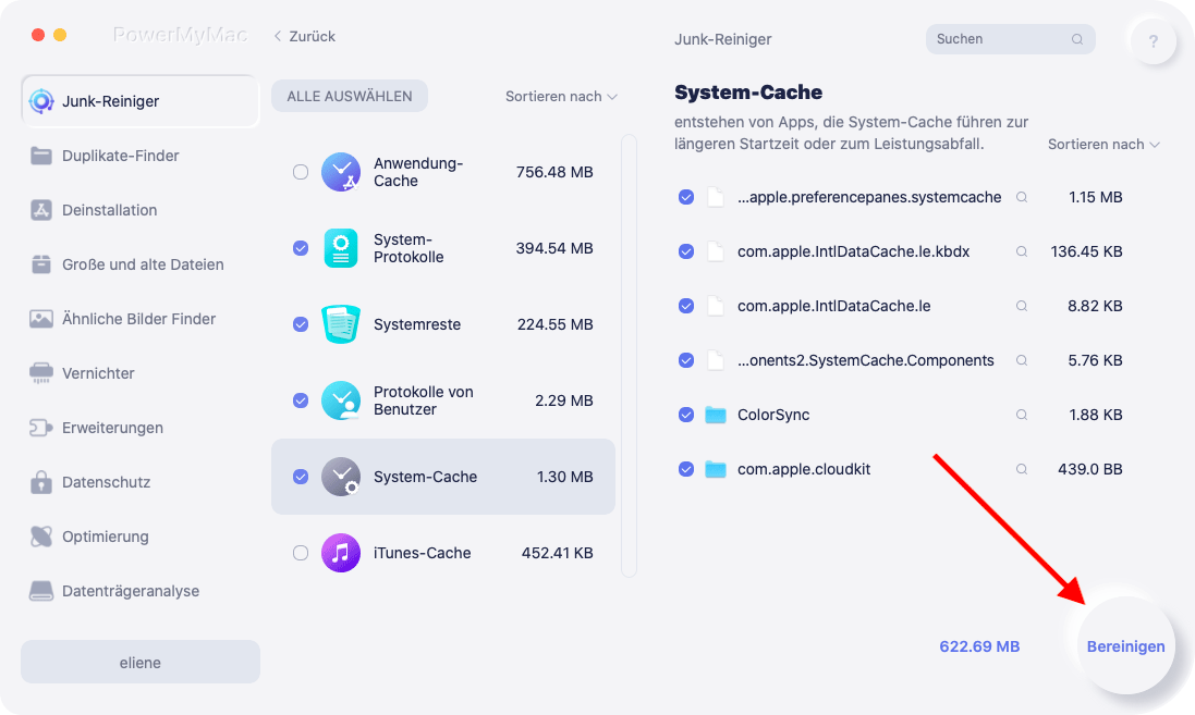 Entfernen Sie System Junk