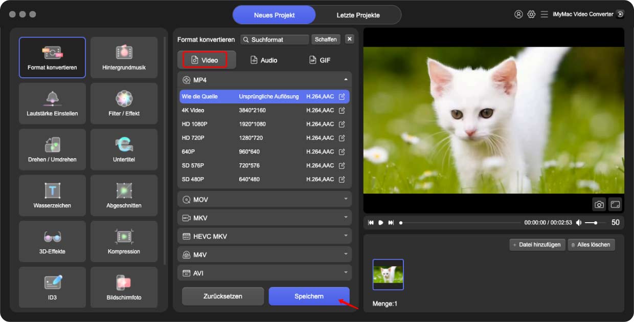 Konvertieren Sie MP4 in AVC mit dem iMyMac Video Converter