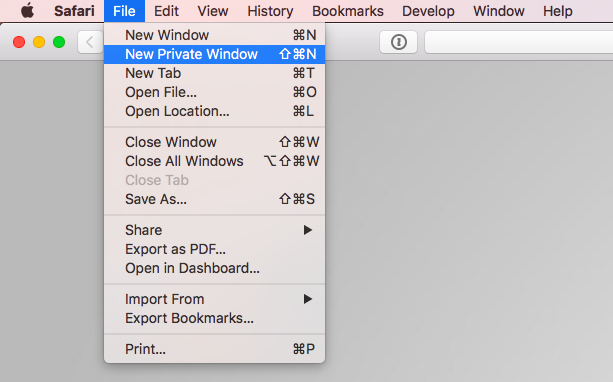 Aktivieren Sie New Private Window On Safari