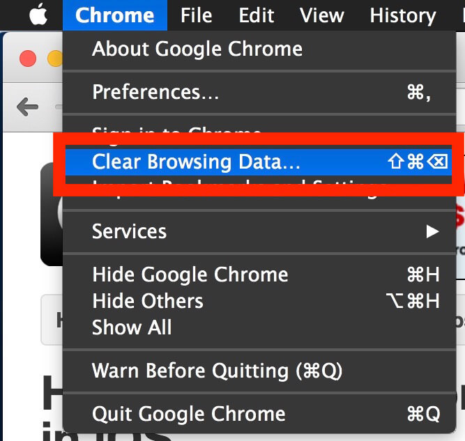 Chrome Clear Browsing Data Cache-Verlauf