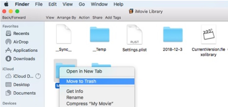 Löschen Sie den iMovie-Cache, indem Sie Bibliotheksdateien entfernen