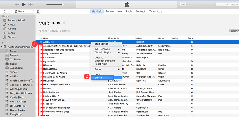 Musik aus iTunes löschen