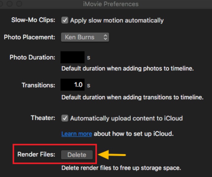 Entfernen Sie iMovie-Renderdateien