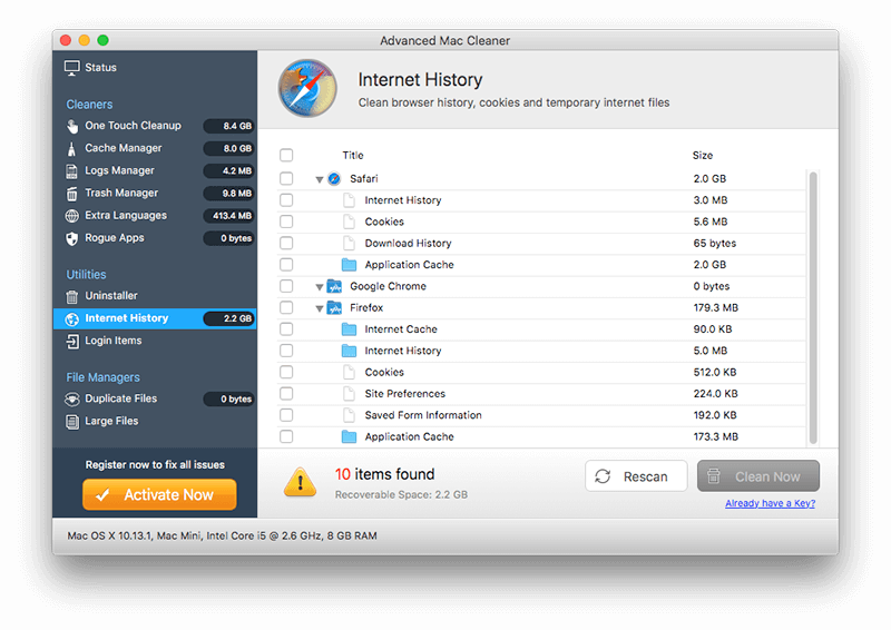 Utility-Funktion von Advanced Mac Cleaner