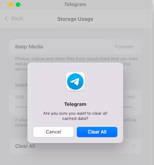 Löschen Sie den Telegram-Cache auf dem Mac