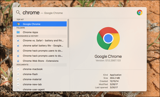 Spotlight Search Chrome