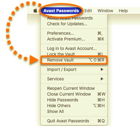 Avast-Passwörter auf dem Mac zurücksetzen