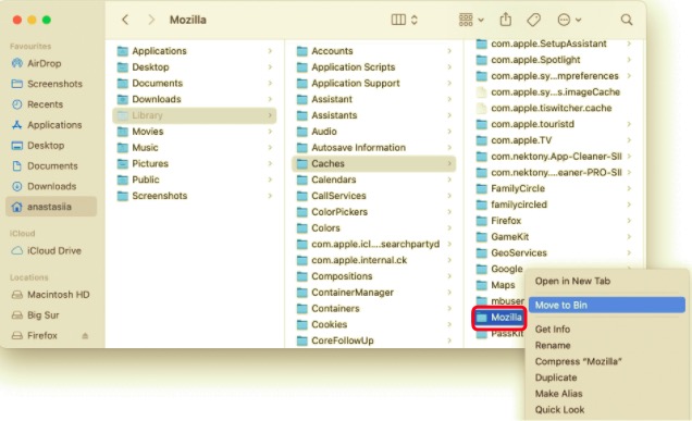 Cache-Dateien von Firefox auf dem Mac entfernen