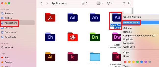 Deinstallieren Sie Adobe Audition auf dem Mac manuell