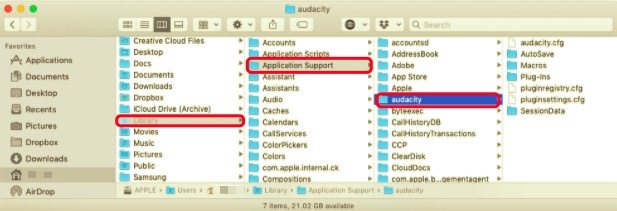 Deinstallieren Sie Audacity manuell auf dem Mac mit allen zugehörigen Dateien