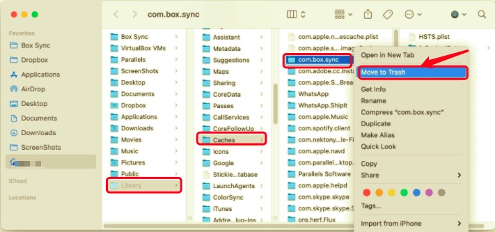 Deinstallieren Sie Box Sync manuell auf dem Mac mit allen zugehörigen Dateien