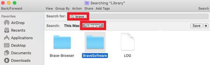 Entfernen Sie Brave-bezogene Dateien