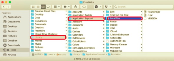 Deinstallieren Sie FrostWire auf dem Mac mit seinen Support-Dateien