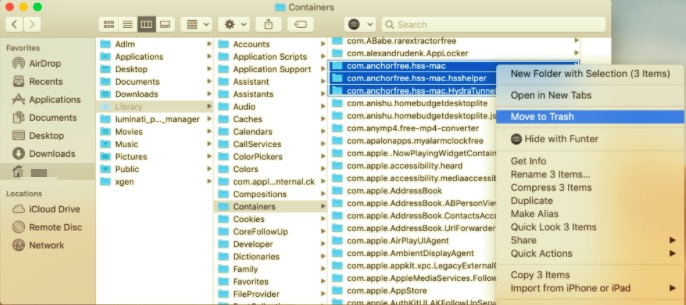 Deinstallieren Sie Hotspot Shield manuell auf dem Mac