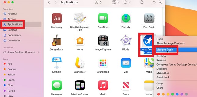 Deinstallieren Sie Jump Desktop manuell auf dem Mac