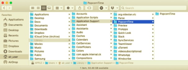Deinstallieren Sie Popcorn Time manuell auf dem Mac