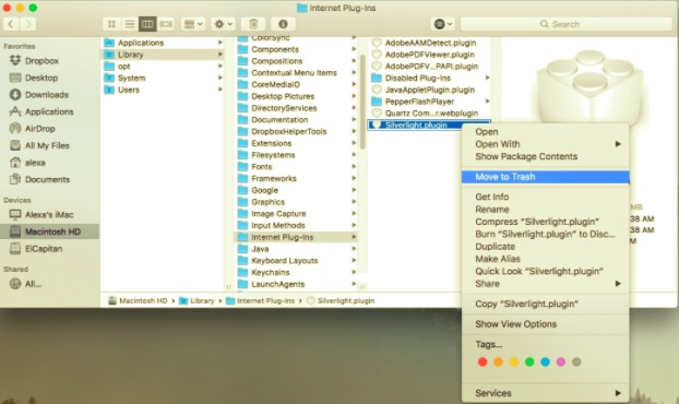Silverlight und zugehörige Dateien manuell vom Mac entfernen