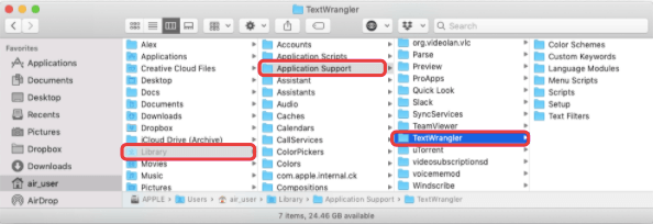 Deinstallieren Sie TextWrangler manuell von Mac mit seinen Support-Dateien