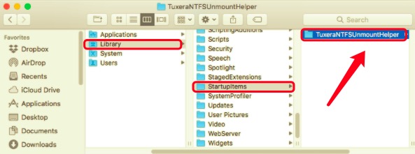 Deinstallieren Sie Tuxera NTFS manuell vom Mac mit zugehörigen Dateien