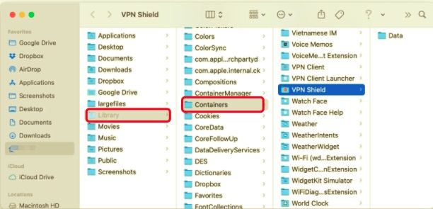 Deinstallieren Sie VPN Shield manuell auf dem Mac mit zugehörigen Dateien