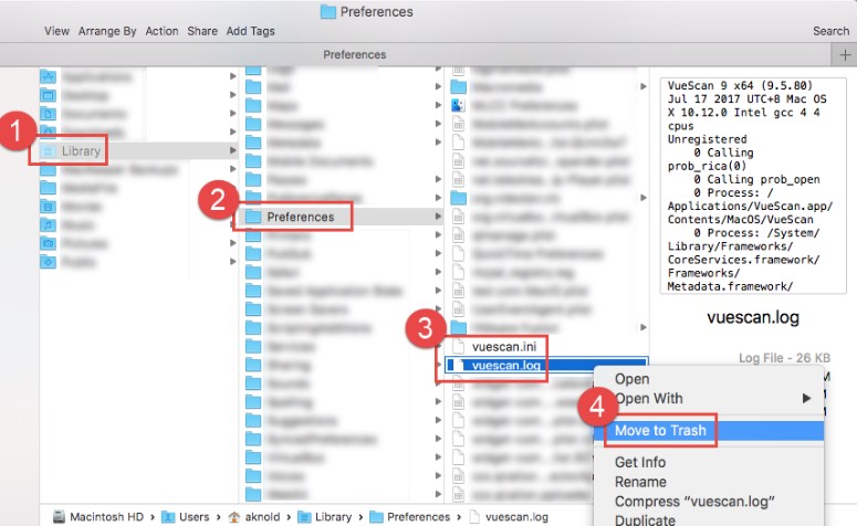 Deinstallieren Sie VueScan manuell auf dem Mac