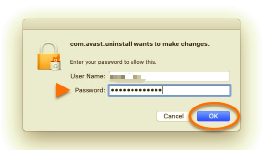 Geben Sie Benutzername und Passwort ein, um Avast zu deinstallieren