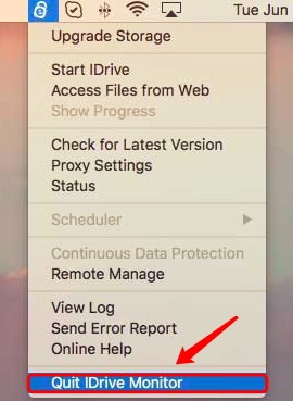 Beenden Sie IDrive Monitor vor der Deinstallation