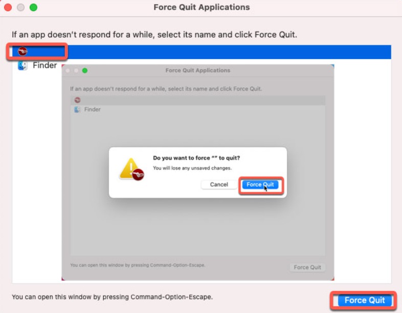 Beenden erzwingen und Integrity auf dem Mac deinstallieren