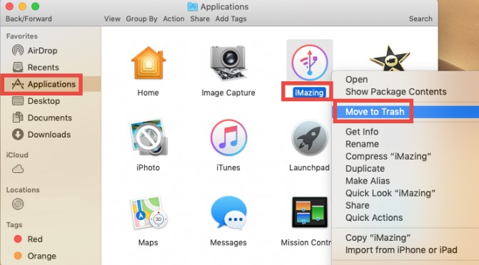 Deinstallieren Sie iMazing manuell auf dem Mac