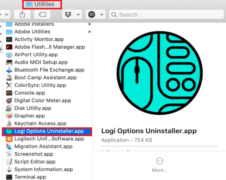 Deinstallieren Sie Logitech Options auf dem Mac manuell