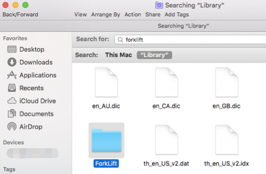 Löschen Sie Reste, um ForkLift auf dem Mac zu deinstallieren