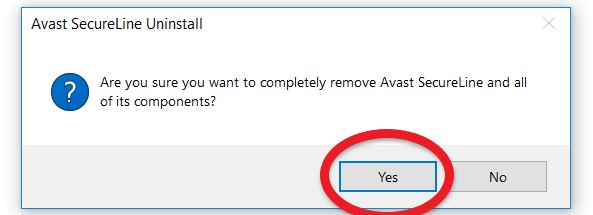 Deinstallieren Sie Avast Secureline VPN auf einem Windows-PC