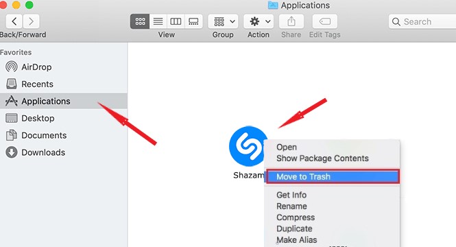 Deinstallieren Sie Shazam auf dem Mac manuell