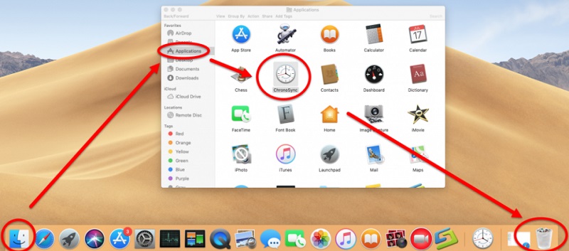 Ziehen Sie ChronoSync manuell in den Papierkorb
