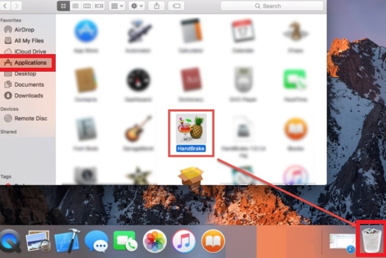 Deinstallieren Sie Handbrake auf dem Mac manuell