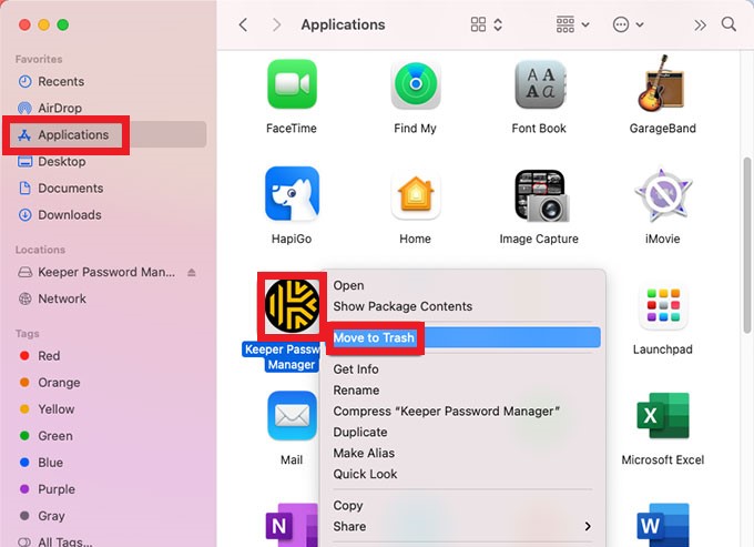 Deinstallieren Sie Keeper auf dem Mac manuell