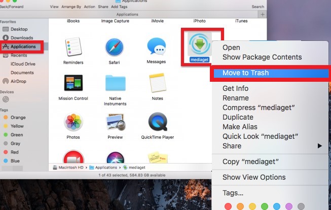 Deinstallieren Sie Mediaget auf dem Mac manuell