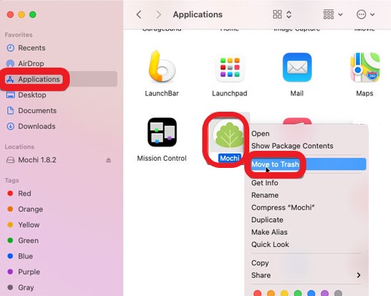 So können Sie manuell Mochi Cards deinstallieren