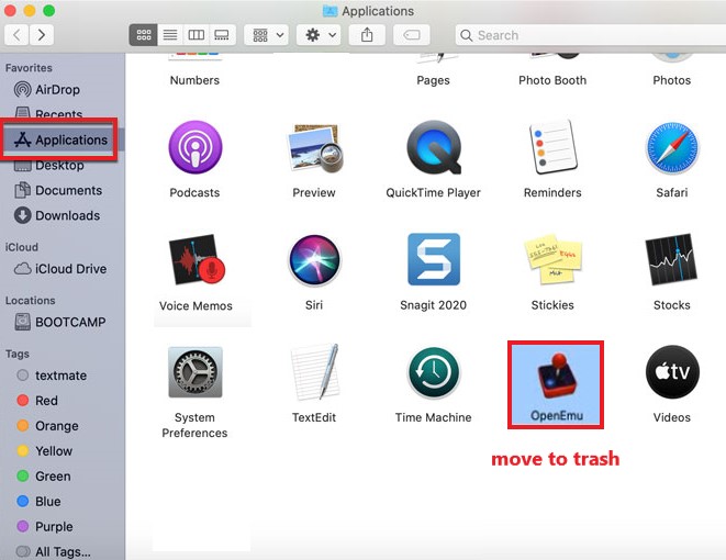 Deinstallieren Sie OpenEmu manuell auf dem Mac
